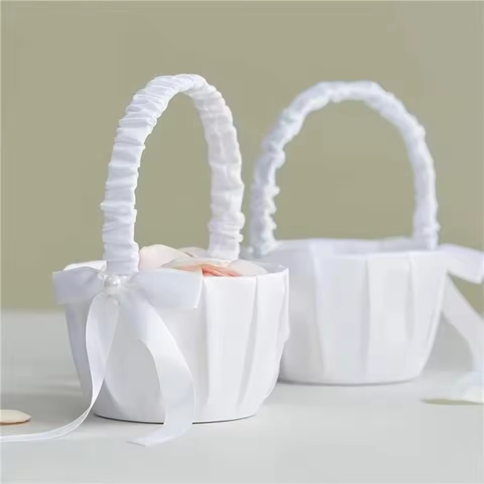 Wedding White Satin Bow Flower - Gardening Tools Girls ulasan dan harga